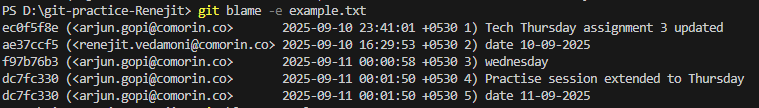 git blame -e
