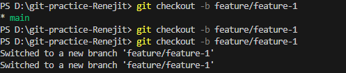 git checkout -b feature/feature-1
