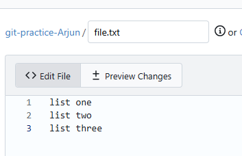Git files edited in repo