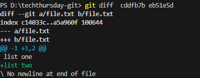 Git diff between two commits