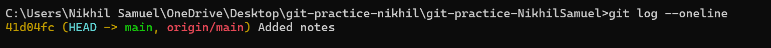 Git log oneline