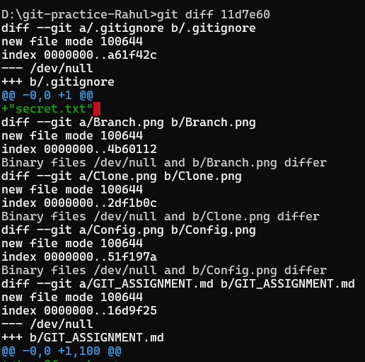 Git diff between two commits