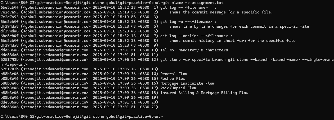 git blame -e