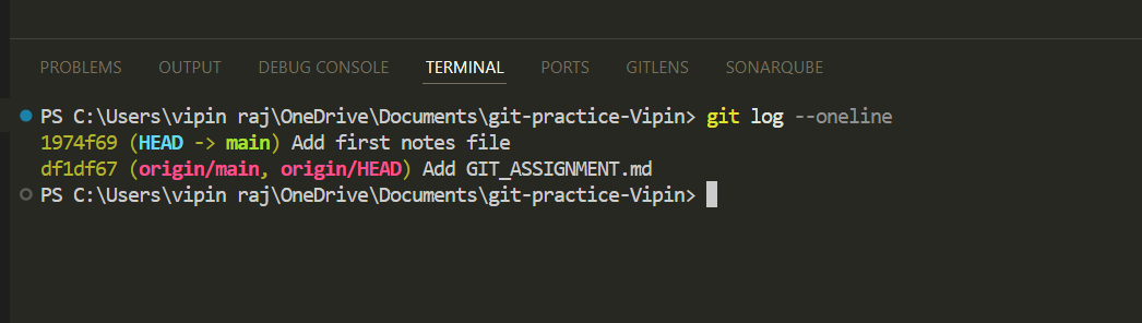 Git log oneline