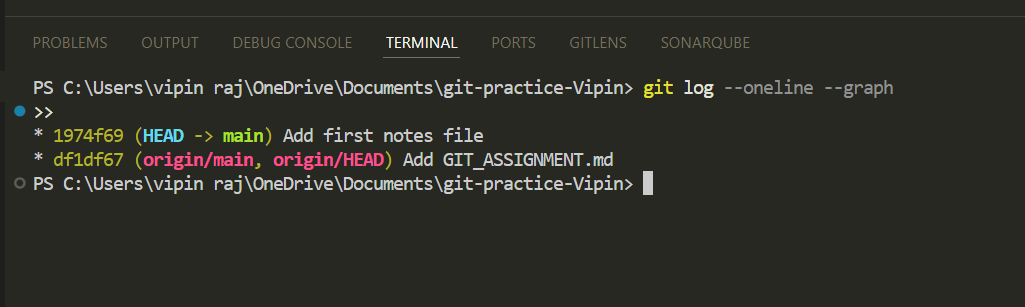 Git log graph